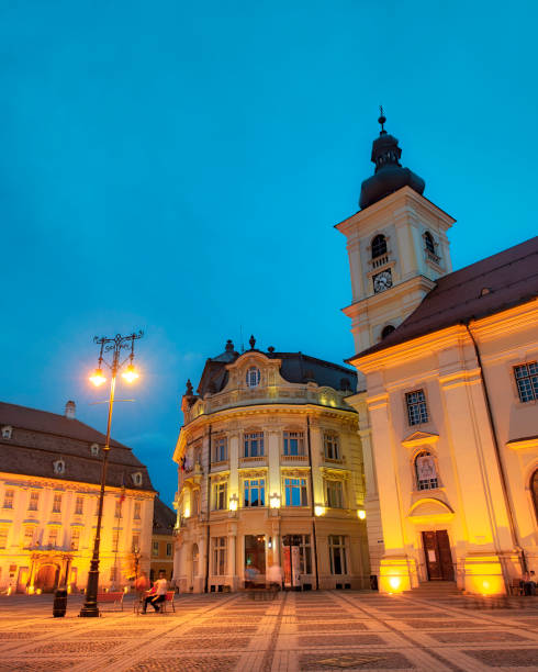 istock Downtown Sibiu during sunset, Romania, taken in May 2019 1182399155