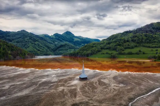 Geamana village flooded with waste water from mining, Romania, taken in May 2019, taken in HDR
