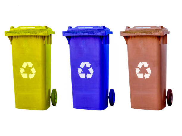 istock Plastic paper and biowaste bins 1182401369
