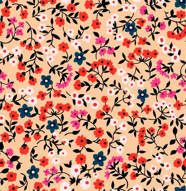 японский милый маленький цветок бесшовные шаблон - pattern flower backgrounds repetition stock illustrations