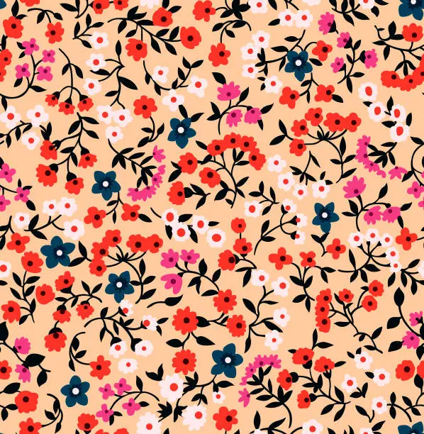 Vector illustration of Japanese Cute Small Flower Seamless Pattern