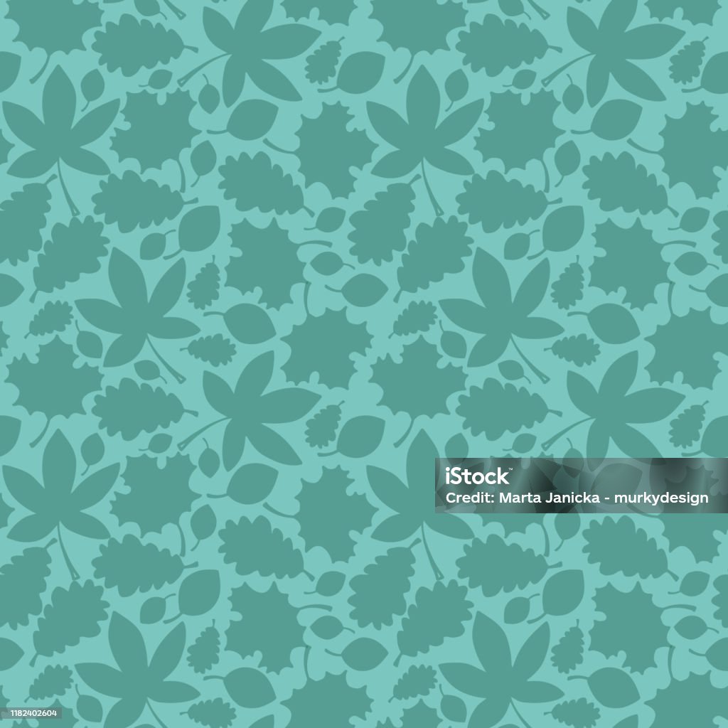 Green Fall Pattern Vector Autumn Texture Seamless Pattern In Green Stock Illustration ...