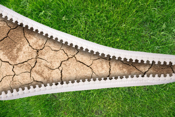 istock open zipper green grass and dry land 1182402750