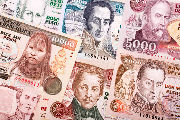istock Old Colombian Peso a business background 1182409473