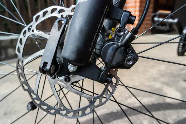 Photo of hydraulic disc brake of a mountain bike