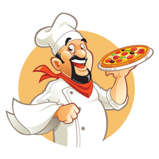 ilustraciones, imágenes clip art, dibujos animados e iconos de stock de pizza chef - cooking mediterranean illustrations