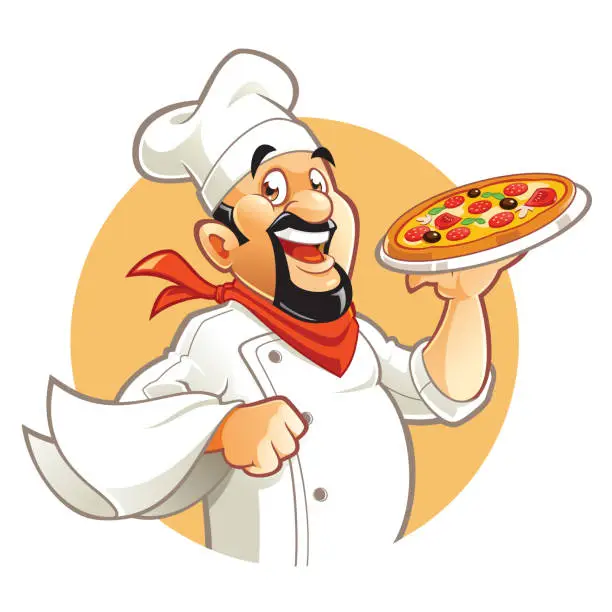 Vector illustration of Pizza Chef