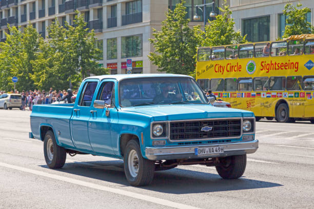 Chevrolet C/K Pickup 2500 C20 Berlin, Germany - June 01 2019: A Chevrolet C/K Pickup 2500 C20 driving in the city center. Chevrolet stock pictures, royalty-free photos & images