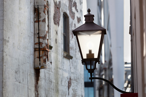 Streetlamp in a historical vintage neighborhood in Dordrecht in the Netherlands