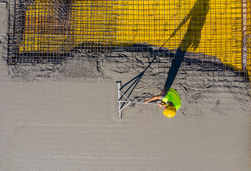 Concreting walls on construction site