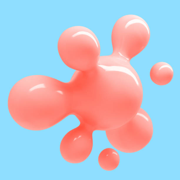 istock Abstract background with flying shiny drops of liquid 3D illustration 1182418012