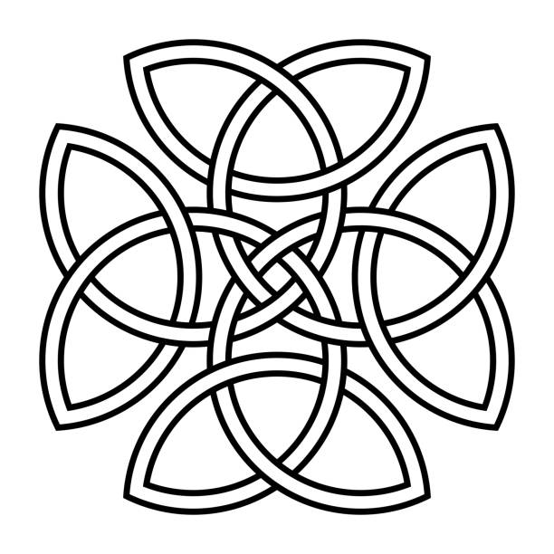 ilustrações de stock, clip art, desenhos animados e ícones de cross with four interlaced triquetras - celtic cross celtic culture triquetra cross shape