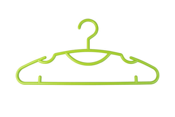 green plastic hangers isolated on white background with clipping path