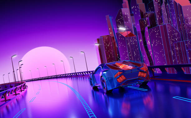 istock Futuristic Night City Background 1182423446