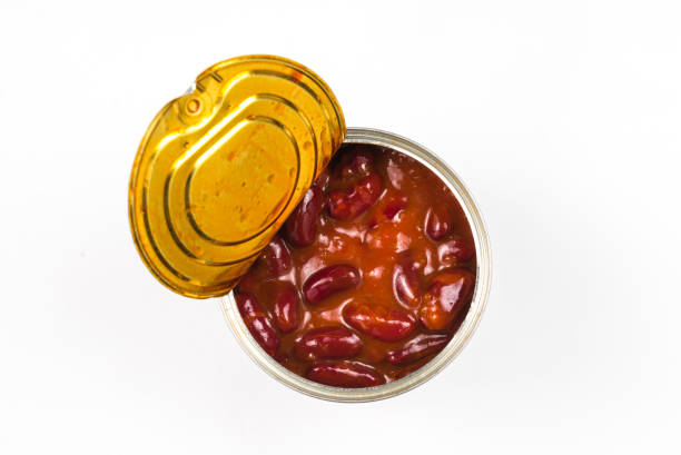 istock Canned food beans on white background. 1182423540