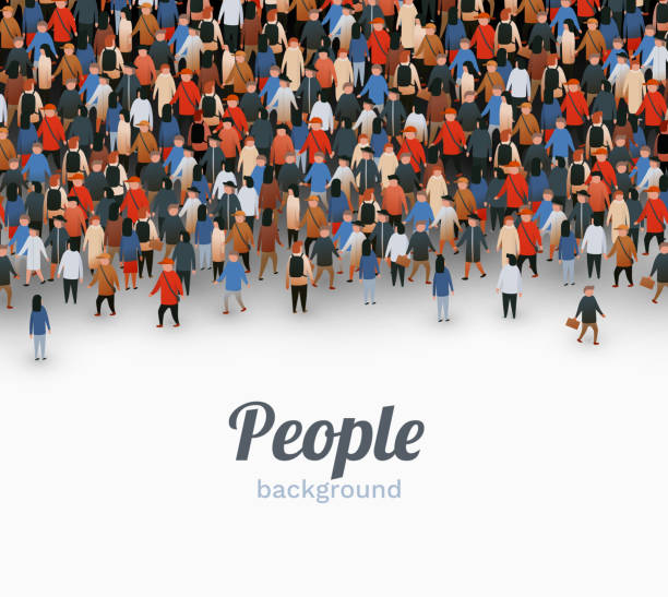 istock Large group of people on white background. People communication concept. 1182430017