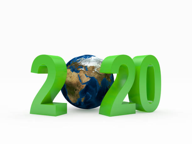 istock Green numbers 2020 and planet Eart. 1182432345