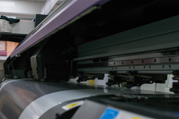 istock close detail of vinyl printing plotter working 1182434951