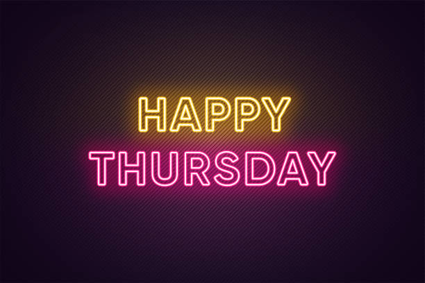istock Neon text of Happy Thursday. Greeting banner, poster with Glowing Neon Inscription for Thursday 1182437946