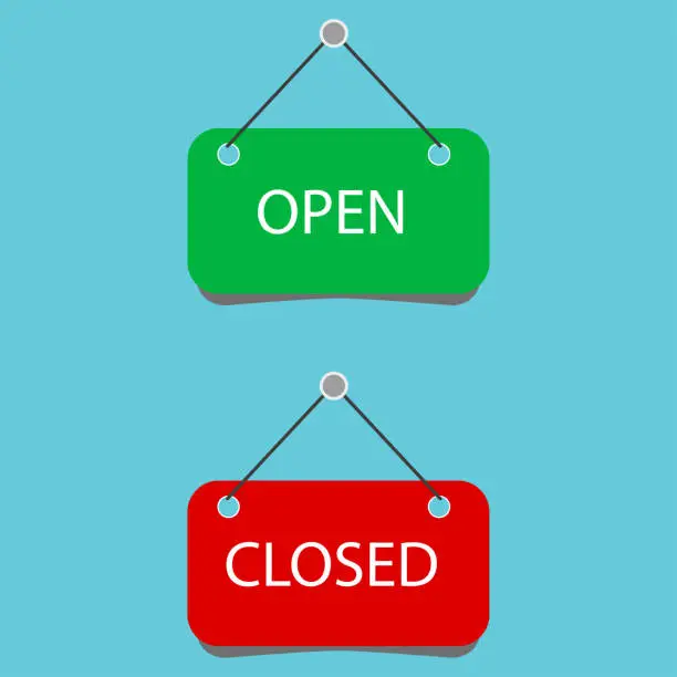 Vector illustration of The sign for the store is open and closed