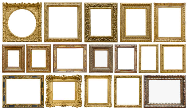 istock Golden vintage frame isolated on white background (All clipping paths included) 1182439931