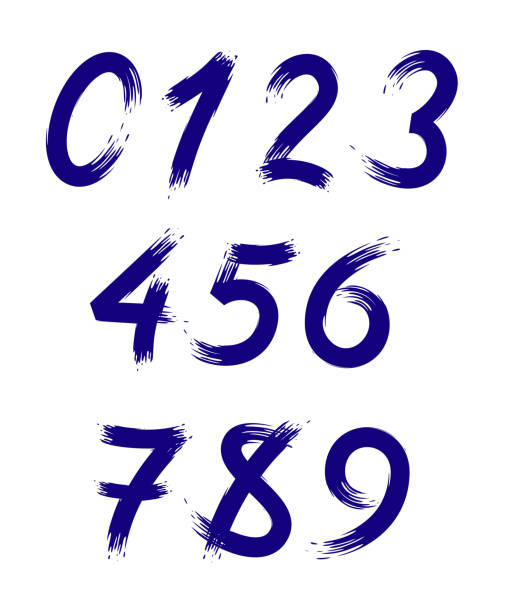 векторный набор чисел, стилизованных под мазки кисти. eps 10 - jara stock illustrations