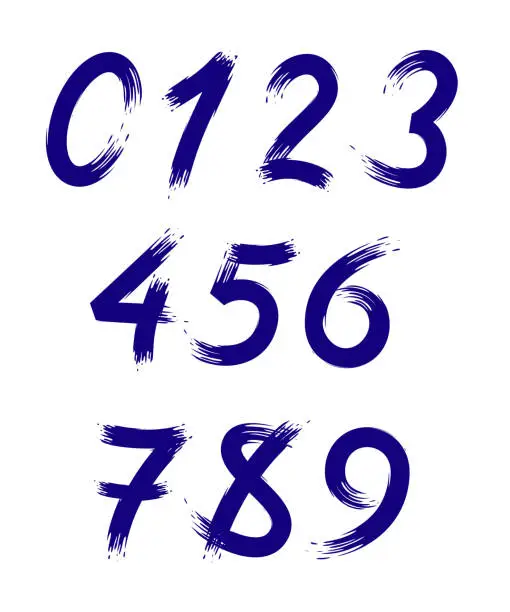 Vector illustration of Vector set of numbers stylized as brush strokes. Eps 10