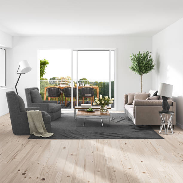 istock Modern living room with balcony 1182447548
