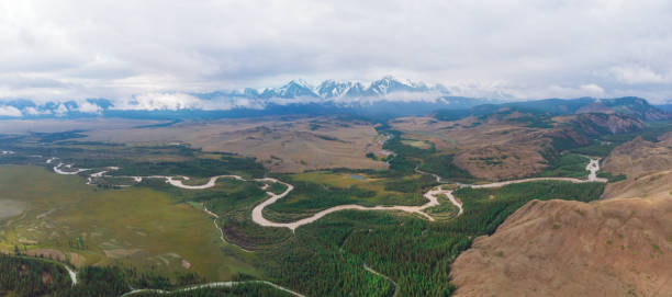 istock Panorama of Kurai steppe and Chuya river 1182448669