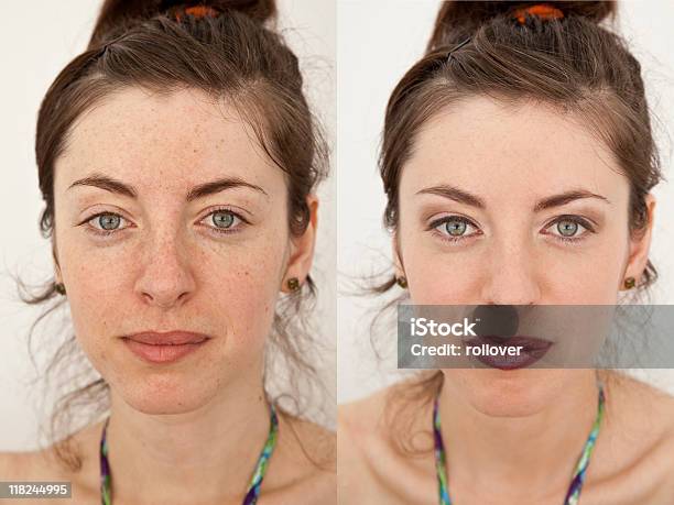 Antes Y Después De Preparar Foto de stock y más banco de imágenes de Antes y después - Antes y después, Maquillaje, Serie de transformación