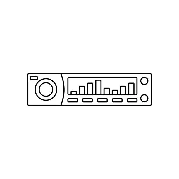 Vector illustration of car radio line icon, outline vector sign, linear style pictogram isolated on white. Symbol, logo illustration.