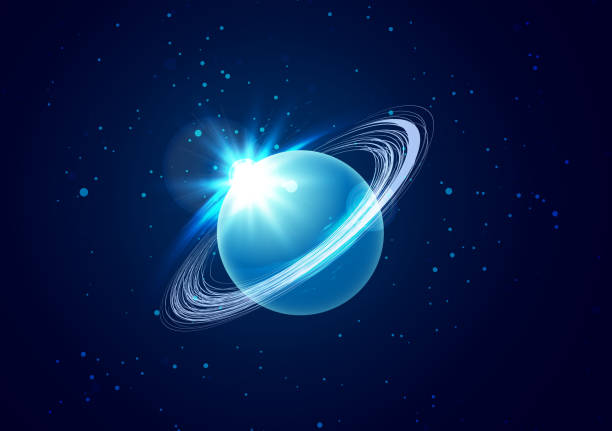 istock Planet Uranus in space background with star. The planet in astrology is responsible for modern technologies and innovations. Vector 1182455874