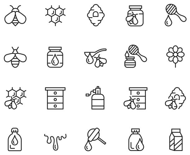 zestaw ikon miodu - honey stock illustrations