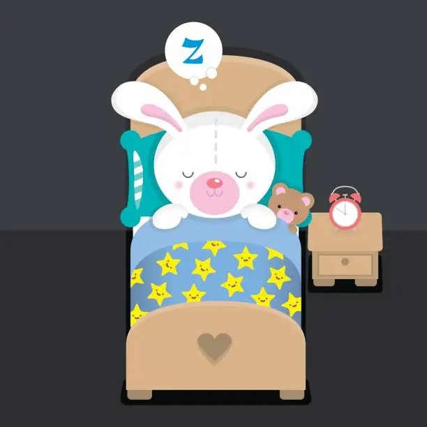 Vector illustration of Sweet dreams kawaii bunny