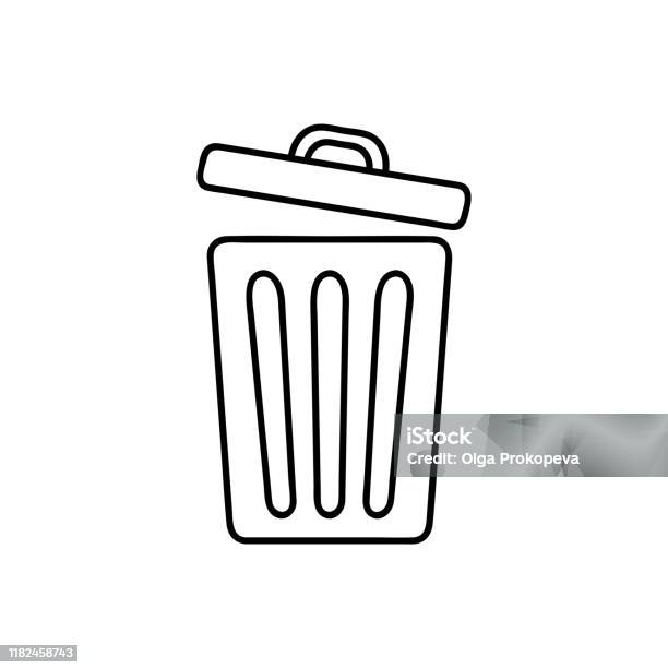 Simple trash can white square icon - Stock Illustration [80885480
