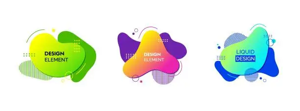 Vector illustration of Liquid design elements. Vector set of fluid colorful abstract shapes. For banners, social media posts, landing pages, logo design