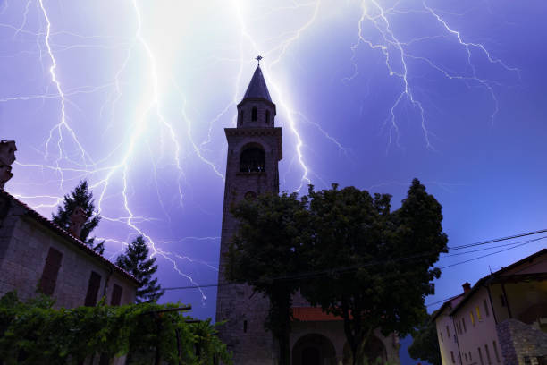istock Lightning Above Church Tower 1182461317