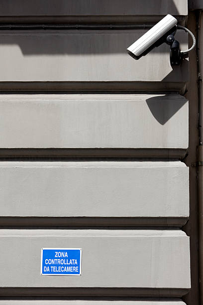 istock Area Controlled by Cameras, Italian Sign, Security Camera Zone 118246166