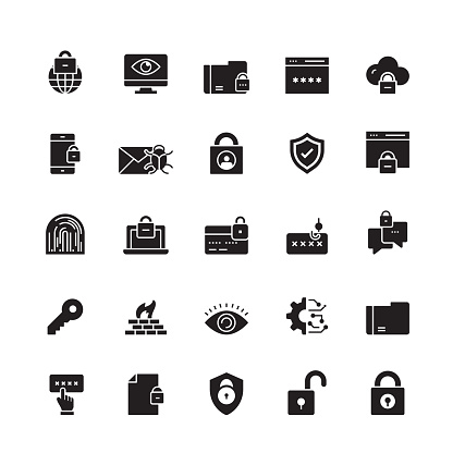 Cyber Security Related Vector Icons