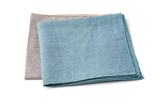 istock Turquoise and gray textile napkins on white 1182463276