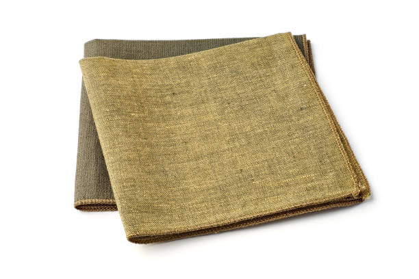 istock Two green textile napkins on white background 1182463336
