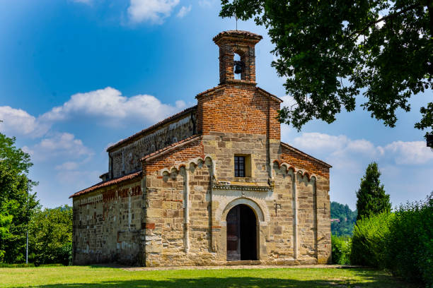 View of the Church of San Secondo in Cortazzone (Asti, Piedmont, Italy). stock photo