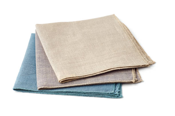 istock Tthree colorful textile napkins on white background 1182464419