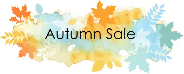 Vector illustration of autumn sale paint stain banner