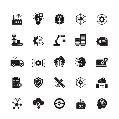 Industry 4.0 Related Vector Icons