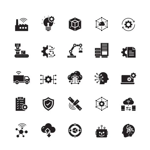 Vector illustration of Industry 4.0 Related Vector Icons