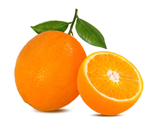 istock Orange with leaves isolated on white background with clipping path 1182466170