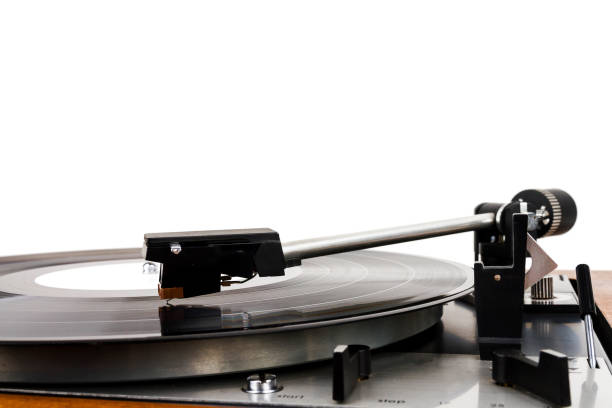 istock Close up of turntable needle on a vinyl 1182466612