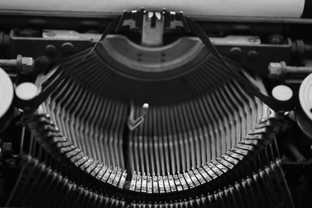 istock Different small metal elements of an old typewriter 1182466765