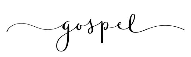 GOSPEL brush calligraphy banner GOSPEL black vector brush calligraphy banner with swashes gospel stock illustrations